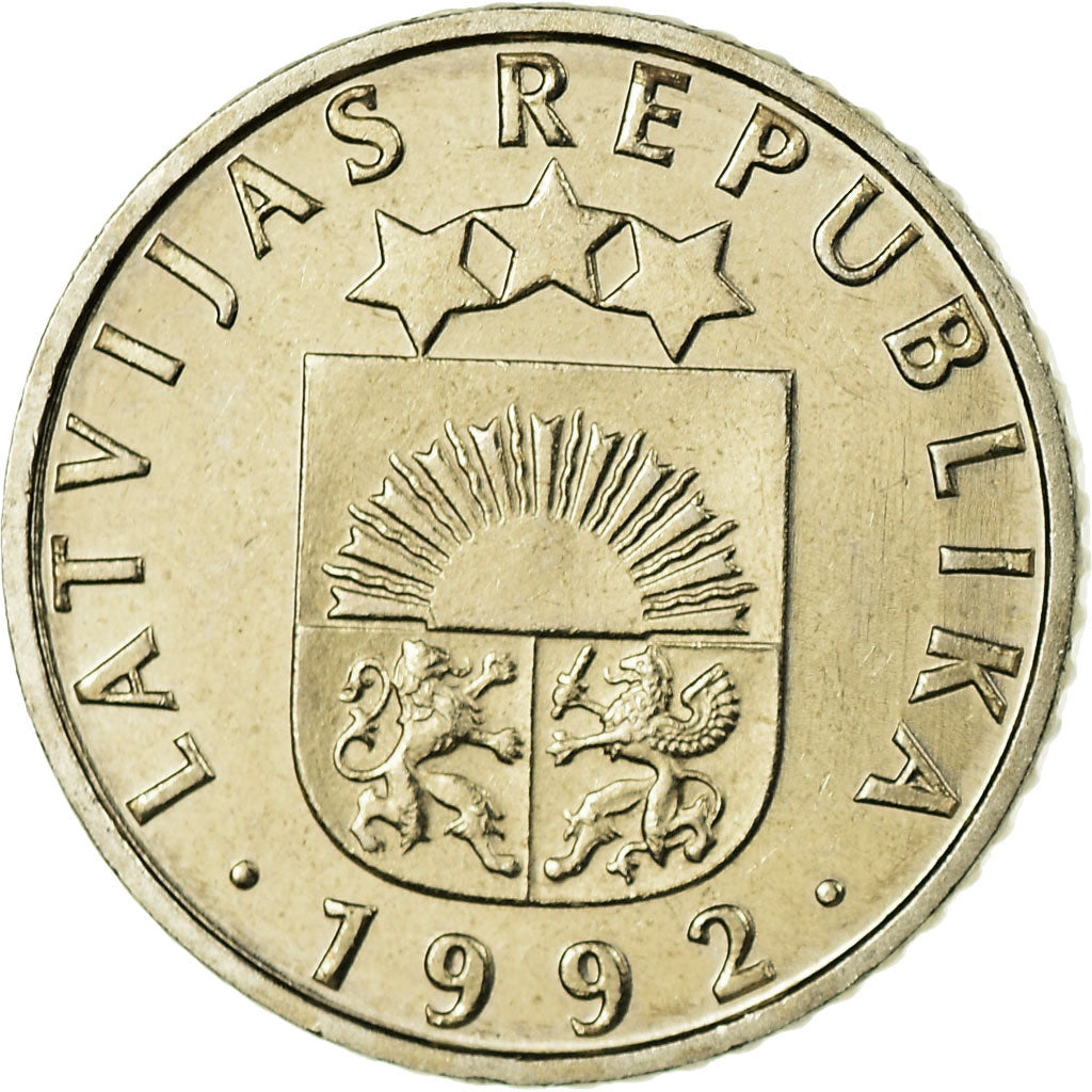 Coin, Latvia, 50 Santimu, 1992, MS(63), Copper-nickel, KM:13