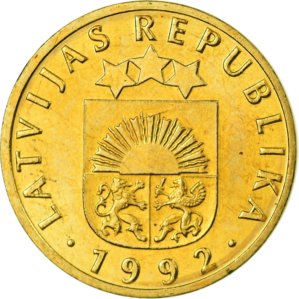 Coin, Latvia, 10 Santimu, 1992, MS(63), Nickel-brass, KM:17