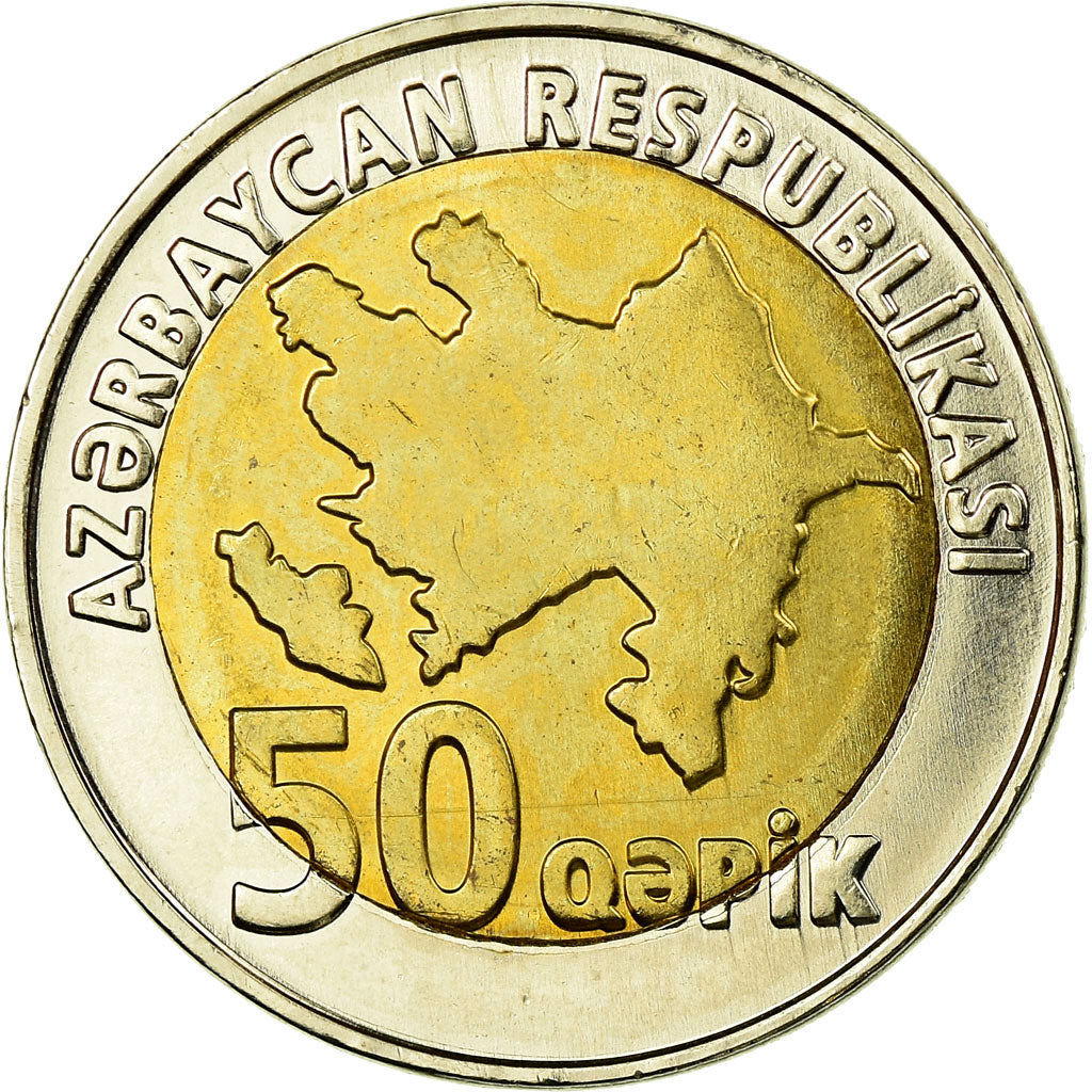 Coin, Azerbaijan, 50 Qapik, Undated (2006), MS(63), Bi-Metallic, KM:44