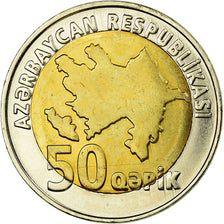 Coin, Azerbaijan, 50 Qapik, Undated (2006), MS(63), Bi-Metallic, KM:44