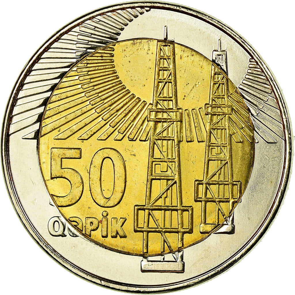Coin, Azerbaijan, 50 Qapik, Undated (2006), MS(63), Bi-Metallic, KM:44