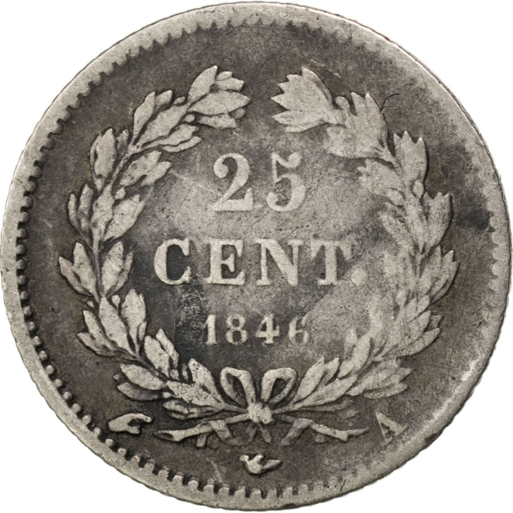 FRANCE, 25 Centimes, 1846, Paris, KM #755.1, VF(30-35), Silver, Gadoury #357,...