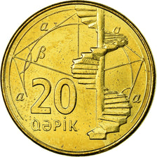 Coin, Azerbaijan, 20 Qapik, Undated (2006), MS(63), Brass plated steel, KM:43