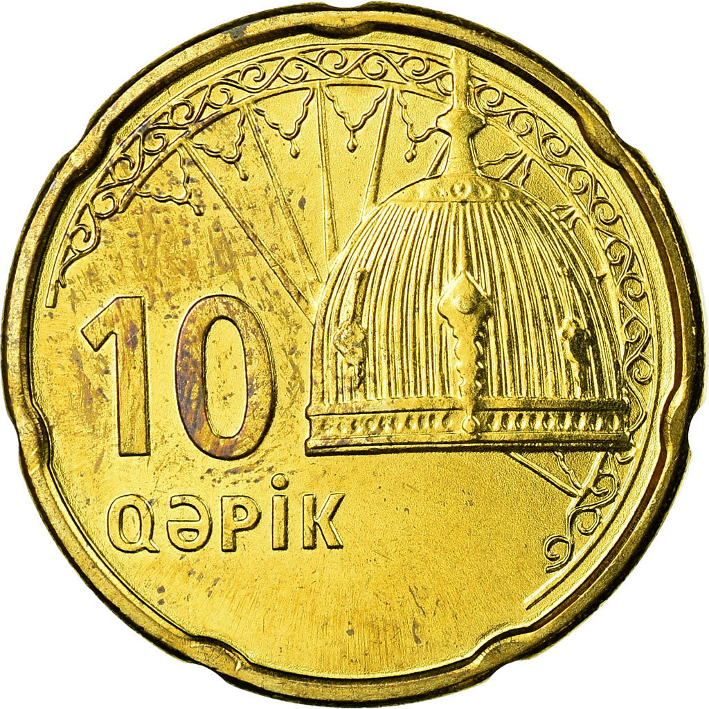 Coin, Azerbaijan, 10 Qapik, Undated (2006), MS(63), Brass plated steel, KM:42