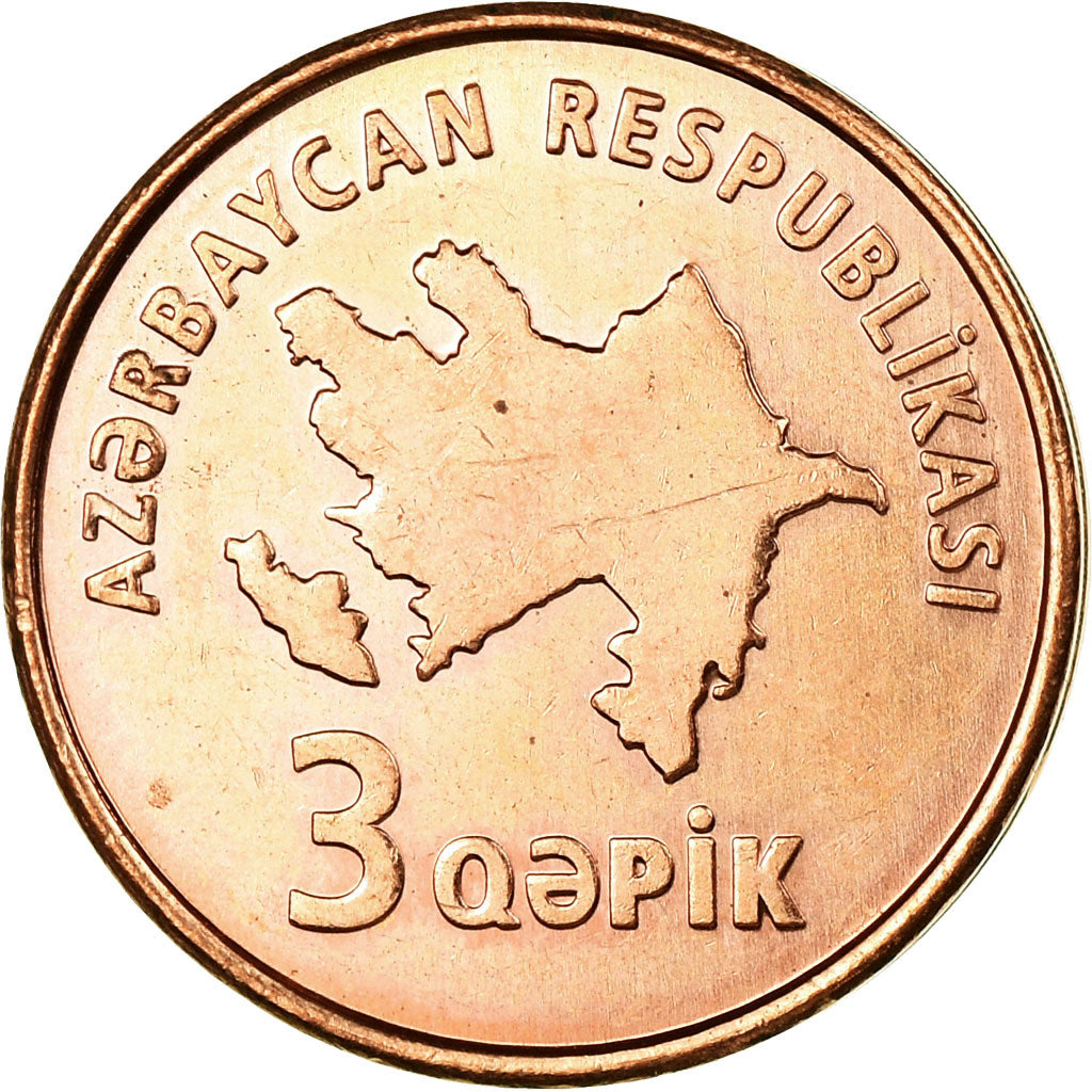 Coin, Azerbaijan, 3 Qapik, Undated (2006), MS(63), Copper Plated Steel, KM:40