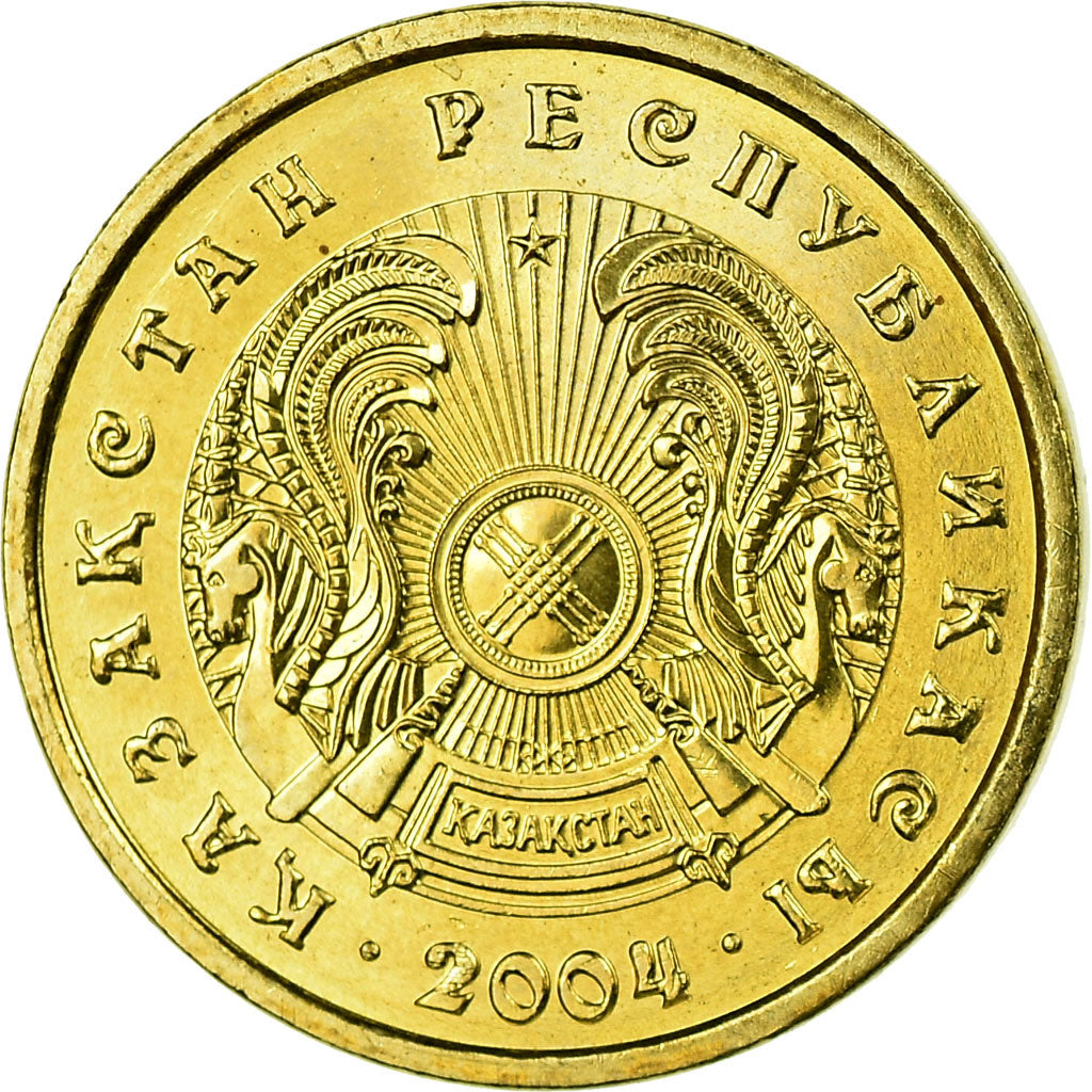 Moeda, Cazaquistão, Tenge, 2002, Kazakhstan Mint, MS(63), Níquel-Latão, KM:23