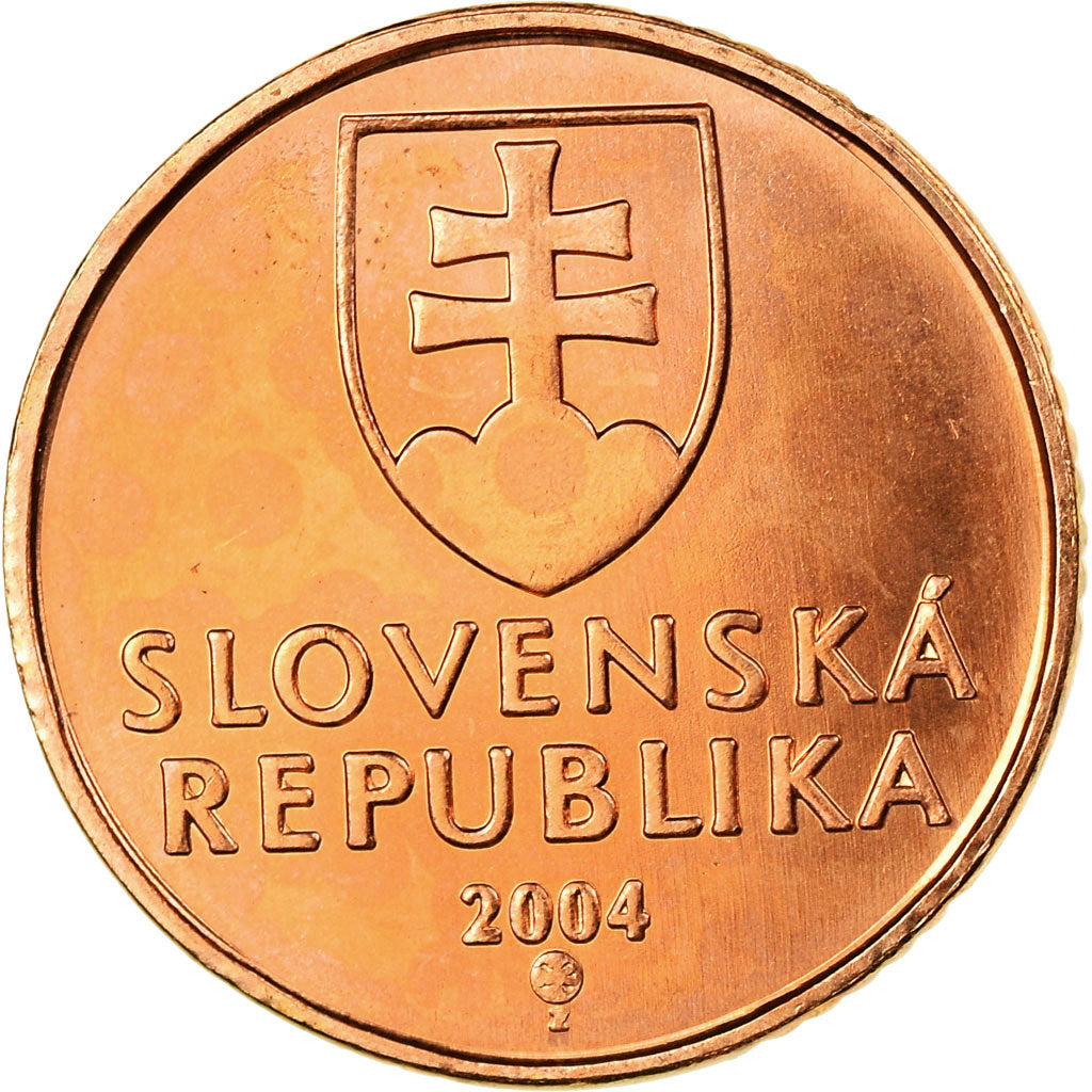 Moneta, Słowacja, 50 Halierov, 2004, MS(63), Miedź platerowana stalą, KM:35