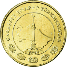Coin, Turkmanistan, 10 Tenge, 2009, MS(63), Brass, KM:98