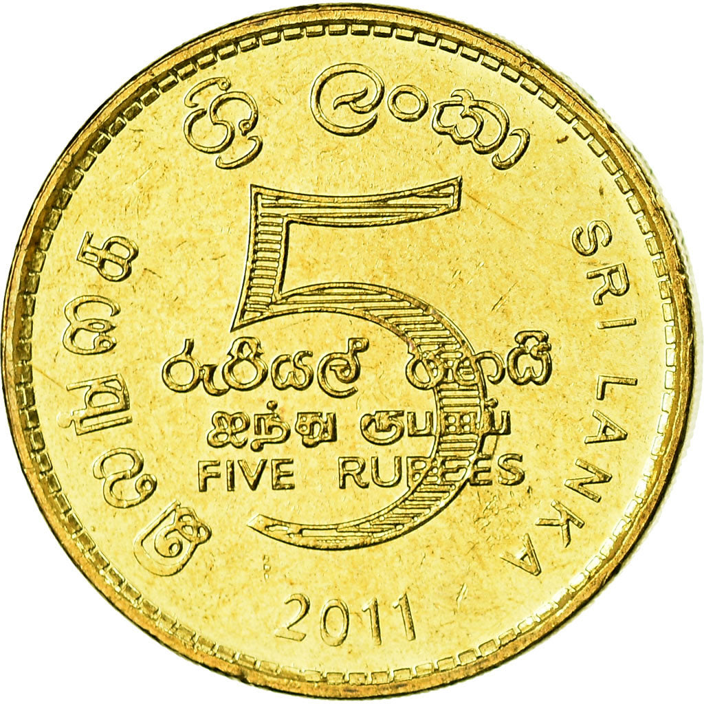 Coin, Sri Lanka, 5 Rupees, 2011, MS(63), Brass plated steel, KM:148.2a