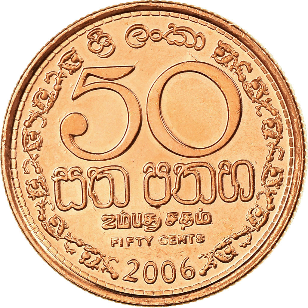 Coin, Sri Lanka, 50 Cents, 2006, MS(63), Copper Plated Steel, KM:135.2b