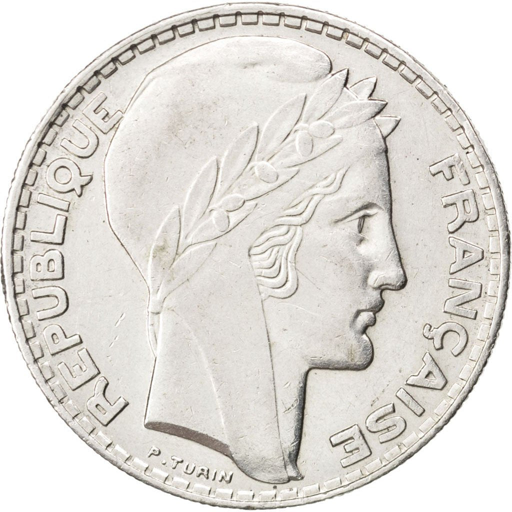 FRANCE, Turin, 20 Francs, 1933, Paris, KM #879, AU(55-58), Silver, 35, Gadoury..