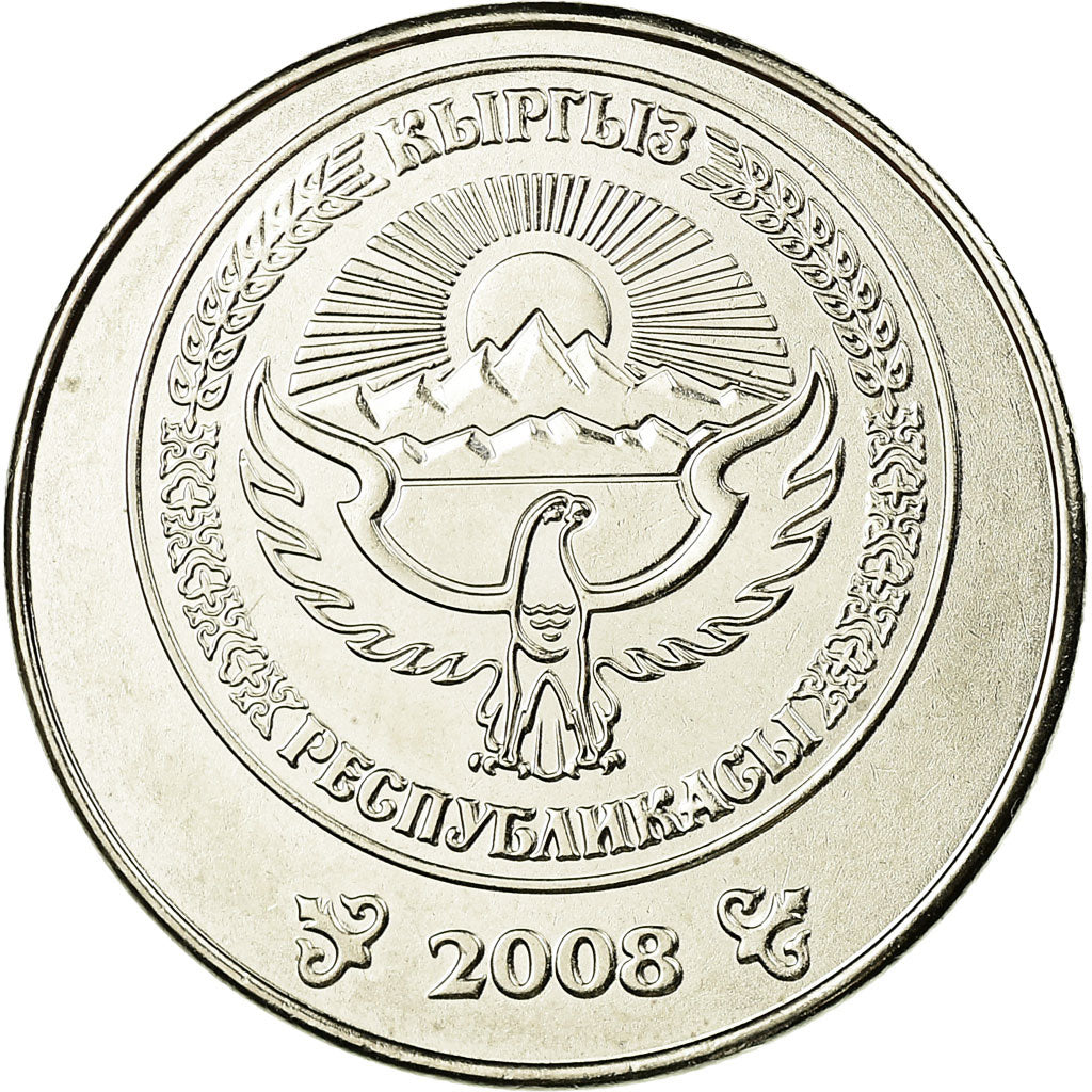 Coin, KYRGYZSTAN, 3 Som, 2008, Paris, MS(63), Nickel plated steel, KM:15