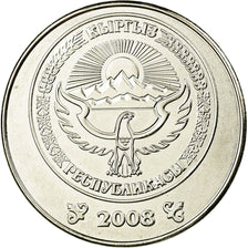 Coin, KYRGYZSTAN, 3 Som, 2008, Paris, MS(63), Nickel plated steel, KM:15