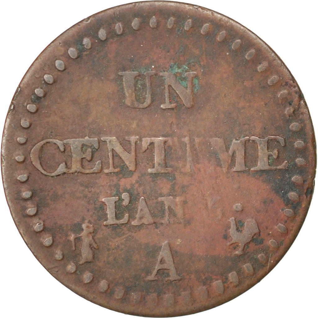 FRANCE, Dupré, Centime, 1797, Paris, KM #646, VF(30-35), Bronze, 18, Gadoury #76