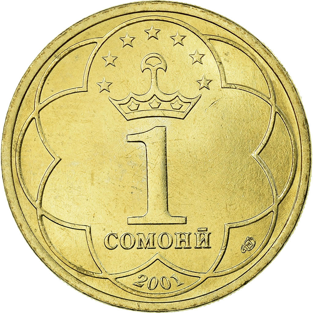 Coin, Tajikistan, Somoni, 2001, St. Petersburg, MS(63), Copper-Nickel-Zinc, KM:7