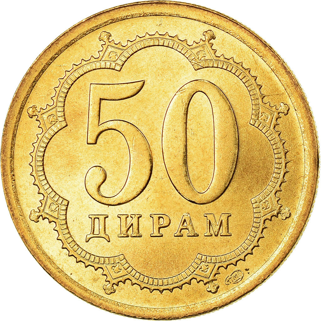 Coin, Tajikistan, 50 Drams, 2006, St. Petersburg, MS(63), Brass Clad Steel