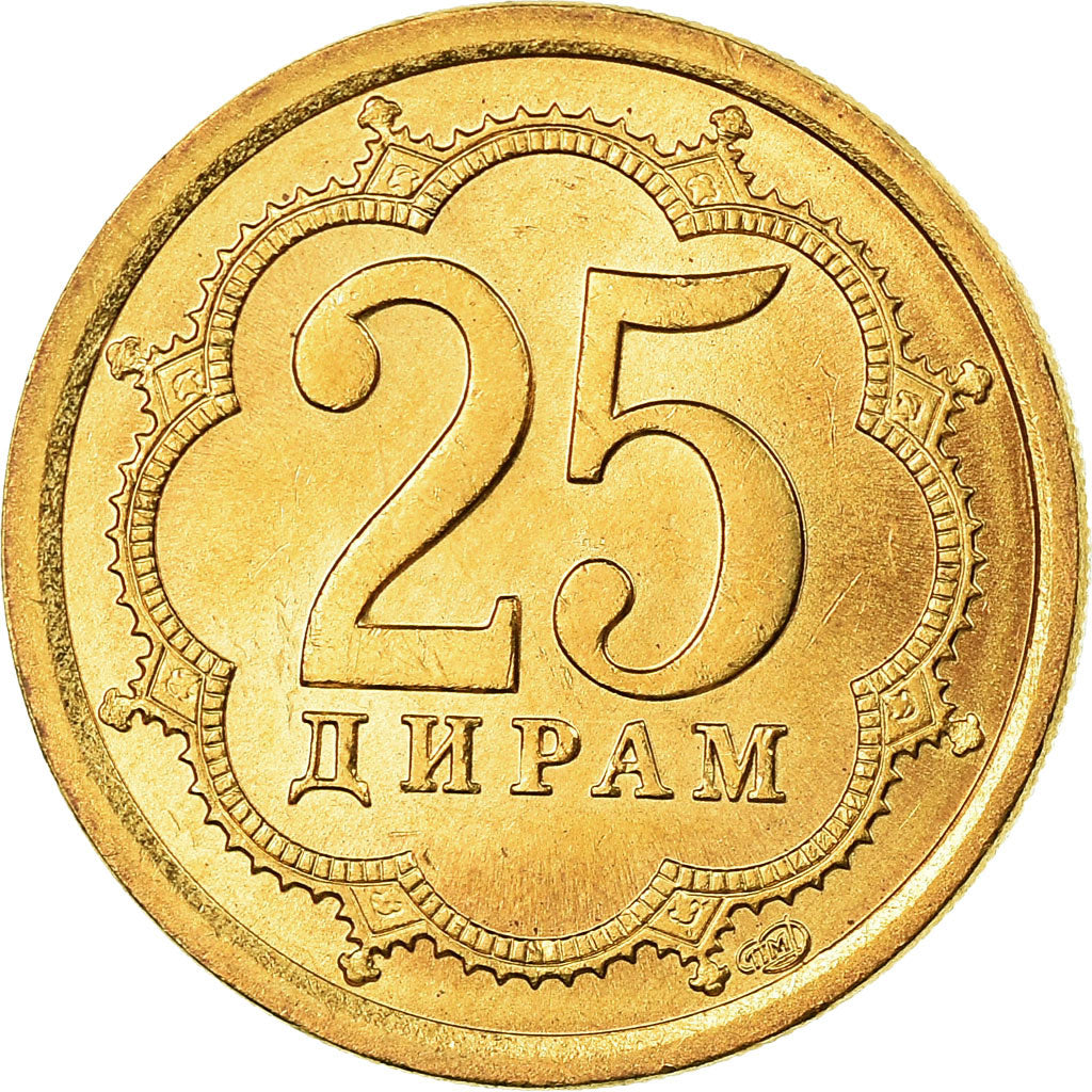 Moneta, Tagikistan, 25 Drams, 2006, St. Petersburg, SPL, Acciaio ricoperto in