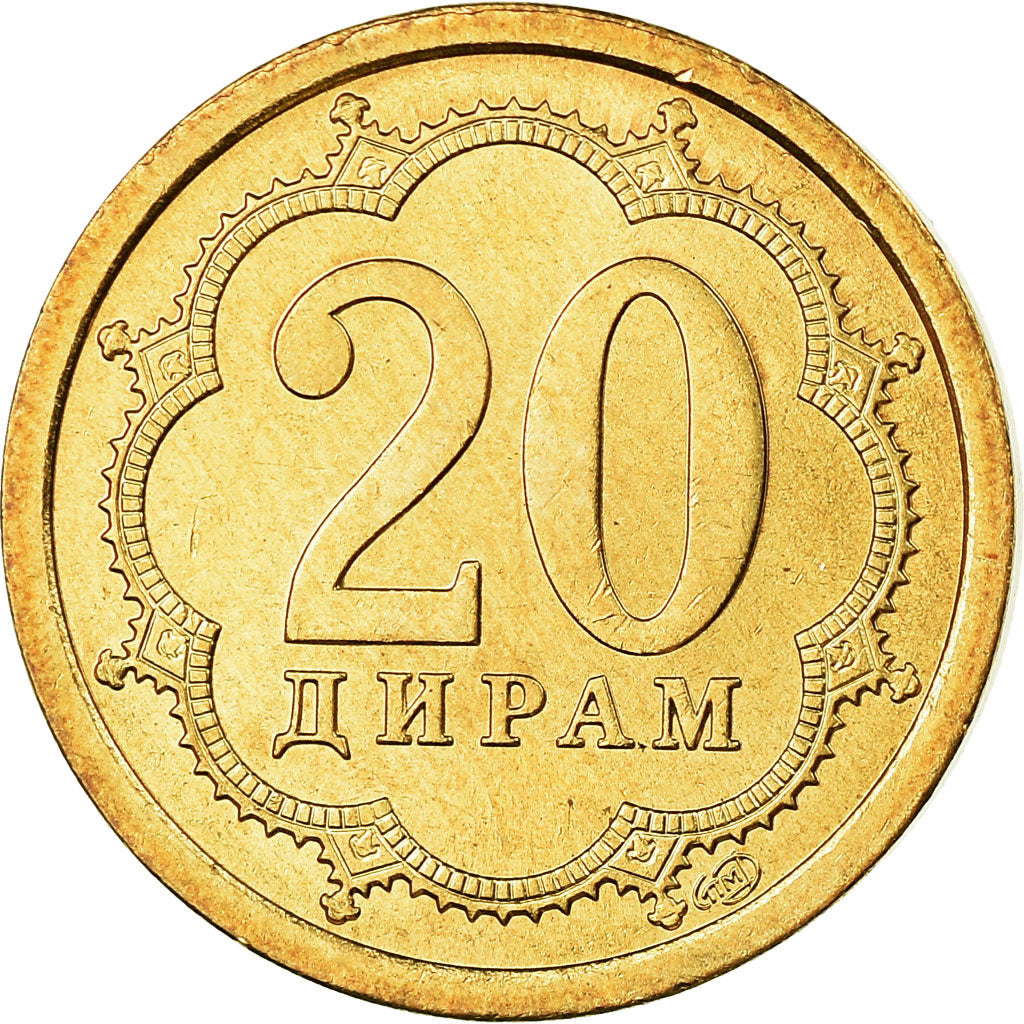 Coin, Tajikistan, 20 Drams, 2006, St. Petersburg, MS(63), Brass Clad Steel