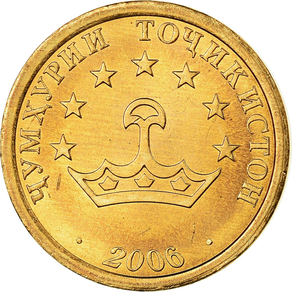 Moneta, Tagikistan, 10 Drams, 2006, St. Petersburg, SPL, Acciaio ricoperto in