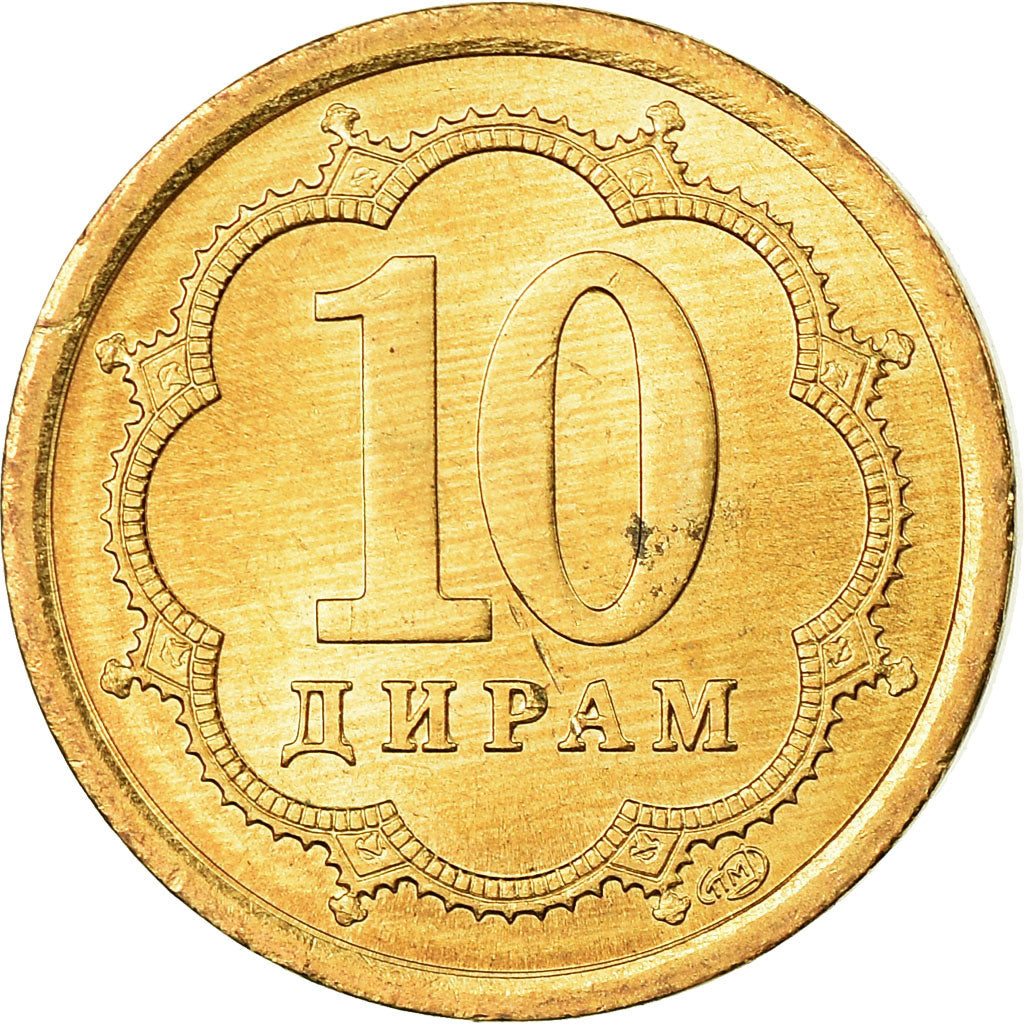 Moneta, Tagikistan, 10 Drams, 2006, St. Petersburg, SPL, Acciaio ricoperto in