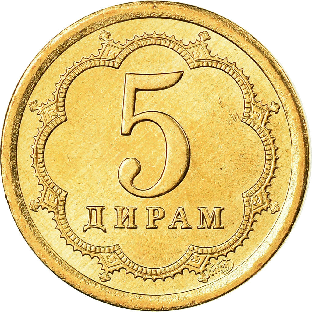 Moneta, Tagikistan, 5 Drams, 2006, St. Petersburg, SPL, Acciaio ricoperto in