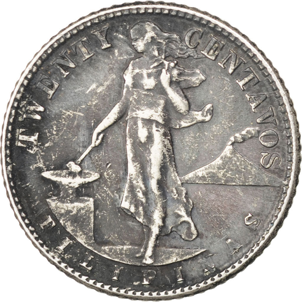 PHILIPPINES, 20 Centavos, 1945, KM #182, EF(40-45), Silver, 21, 3.92