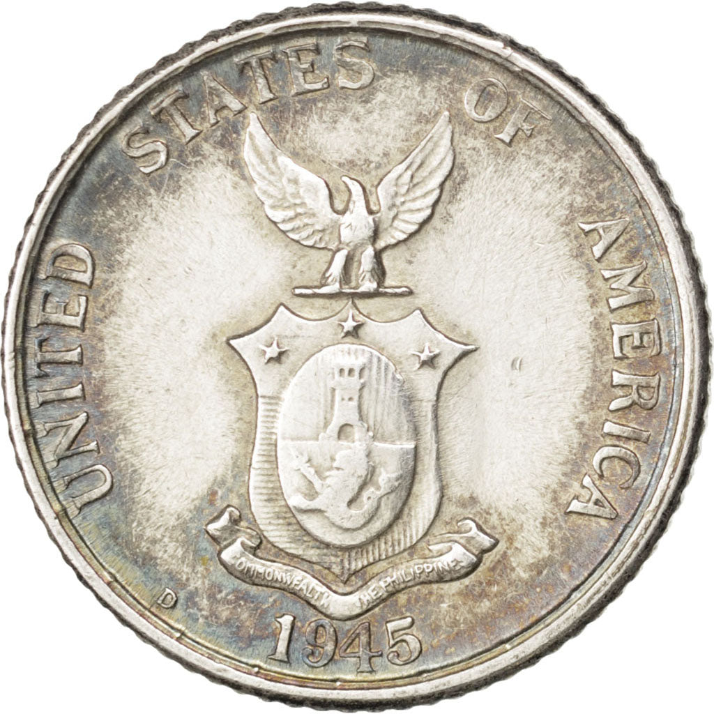 PHILIPPINES, 20 Centavos, 1945, KM #182, EF(40-45), Silver, 21, 3.92