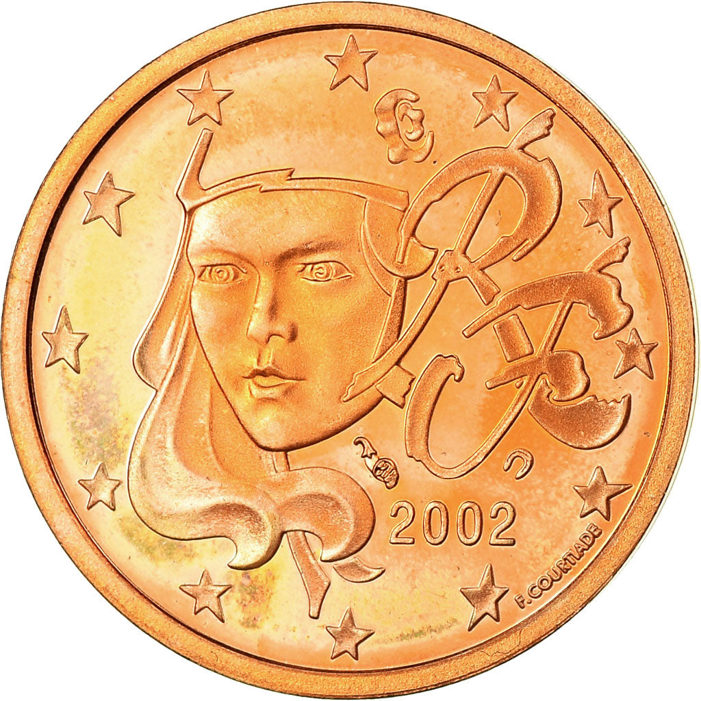 France, 2 Euro Cent, 2002, MS(65-70), Copper Plated Steel, KM:1283