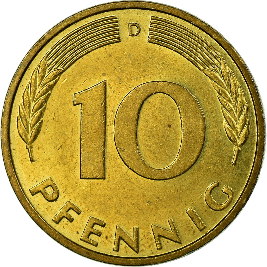Münze, Bundesrepublik Deutschland, 10 Pfennig, 1995, Munich, S, Brass Clad