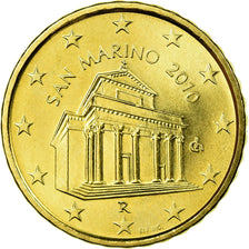San Marino, 10 Euro Cent, 2010, AU(55-58), Brass, KM:482