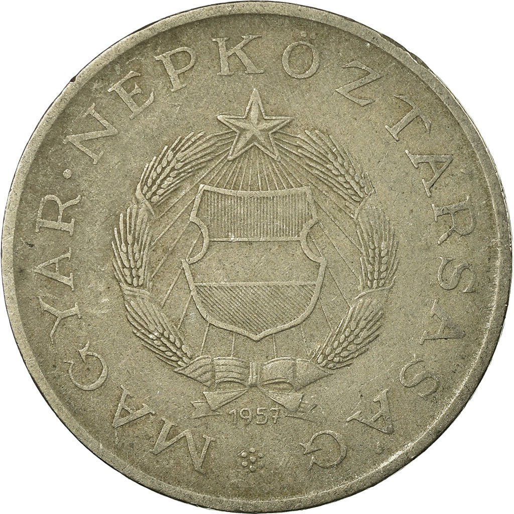 Coin, Hungary, 2 Forint, 1957, Budapest, VF(30-35), Copper-nickel, KM:556