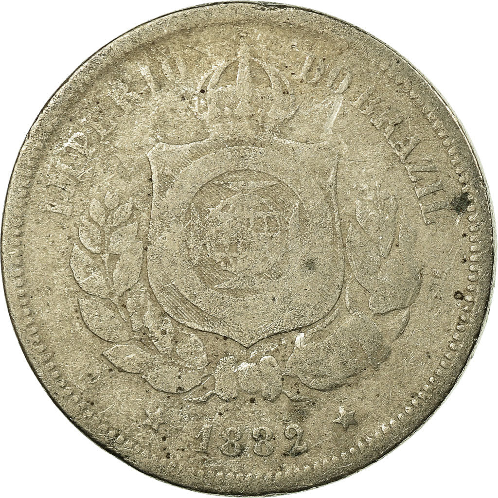 Coin, Brazil, Pedro II, 100 Reis, 1882, VF(20-25), Copper-nickel, KM:477