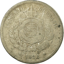 Coin, Brazil, Pedro II, 100 Reis, 1882, VF(20-25), Copper-nickel, KM:477