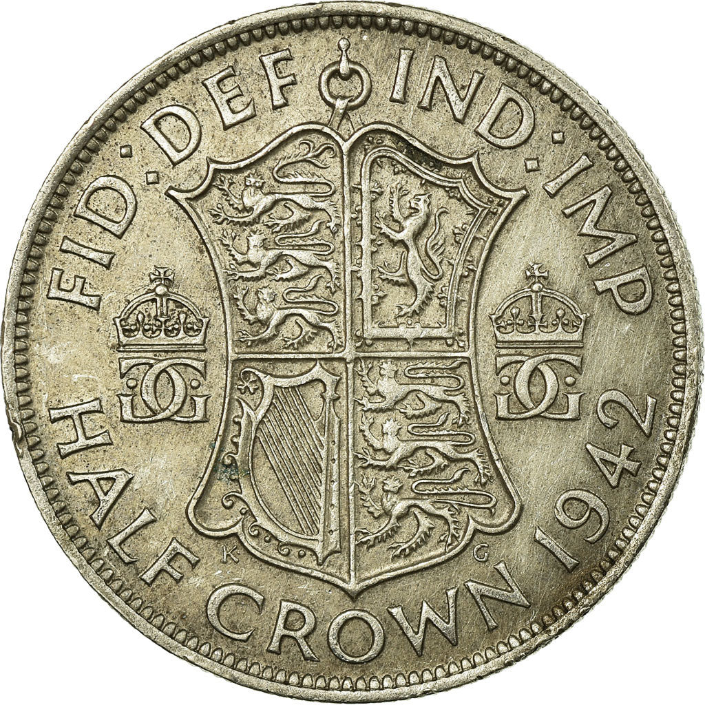 Moneda, Gran Bretaña, George VI, 1/2 Crown, 1942, MBC, Plata, KM:856