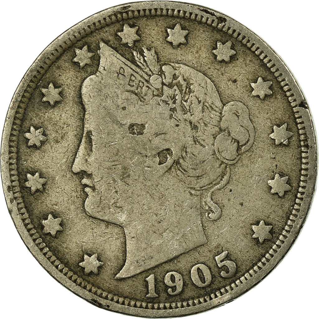 Monnaie, États-Unis, Liberty Nickel, 5 Cents, 1905, U.S. Mint, Philadelphie
