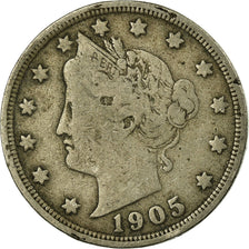 Monnaie, États-Unis, Liberty Nickel, 5 Cents, 1905, U.S. Mint, Philadelphie