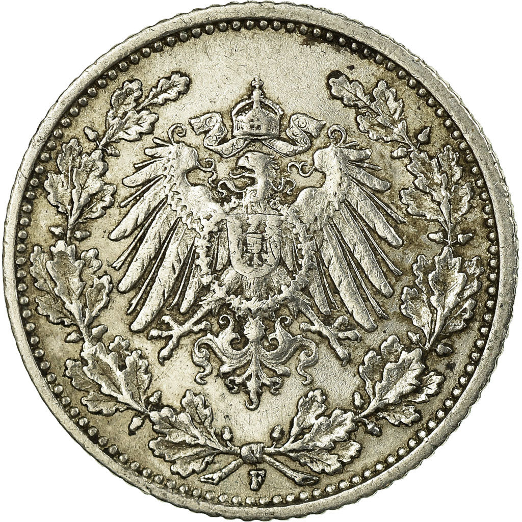 Coin, GERMANY - EMPIRE, 1/2 Mark, 1905, Stuttgart, EF(40-45), Silver, KM:17