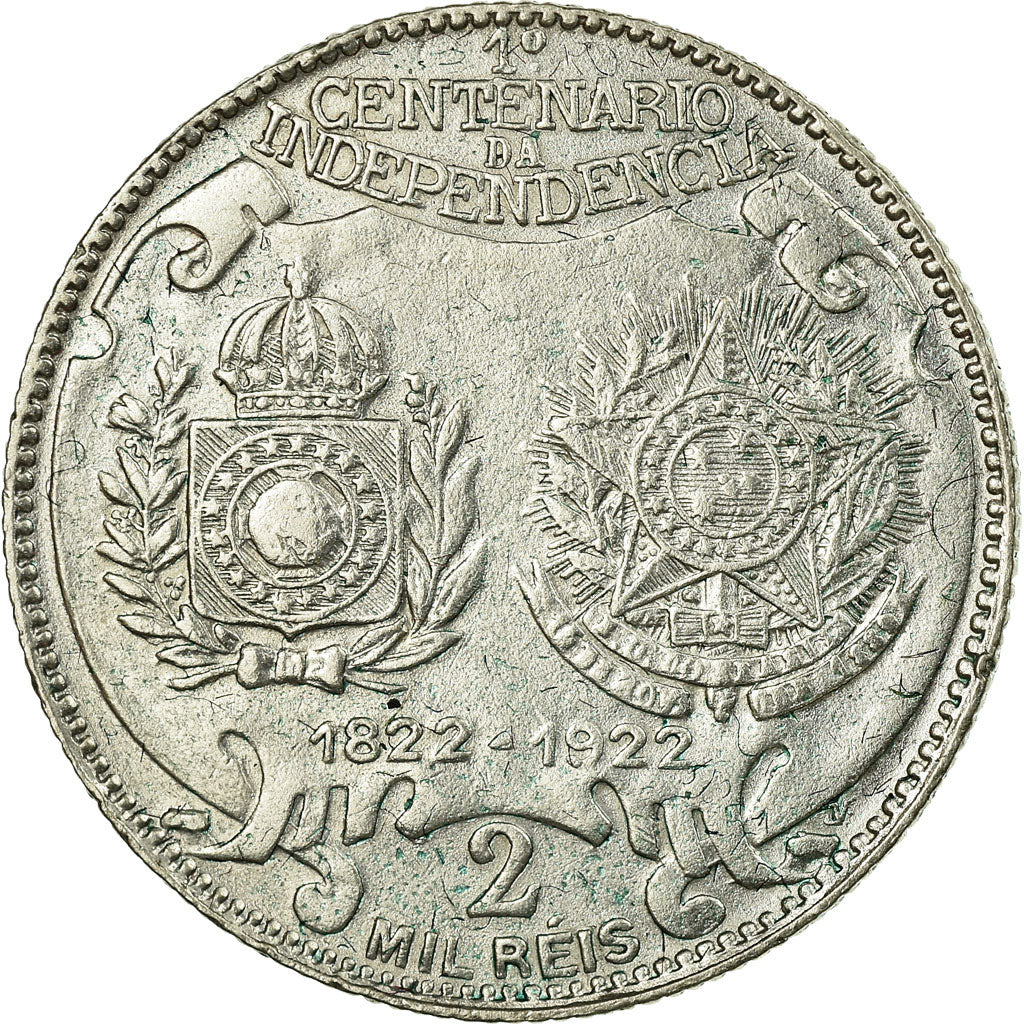 Coin, Brazil, 2000 Reis, 1922, EF(40-45), Silver, KM:523