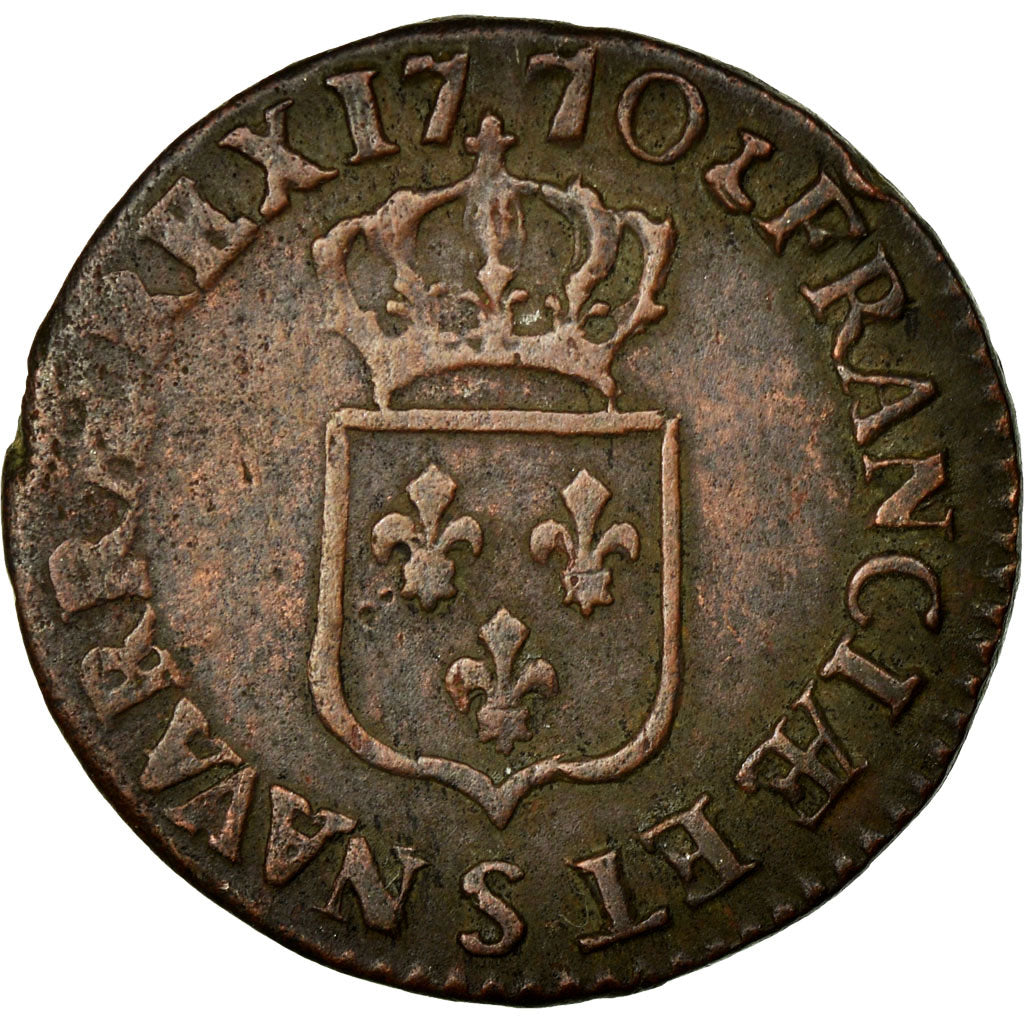 Moneta, Francia, Louis XV, Demi sol à la vieille tête, 1/2 Sol, 1770, Reims