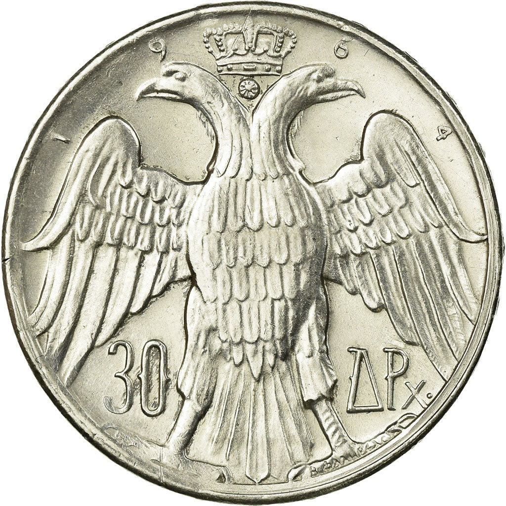 Coin, Greece, Constantine II, 30 Drachmai, 1964, EF(40-45), Silver, KM:87