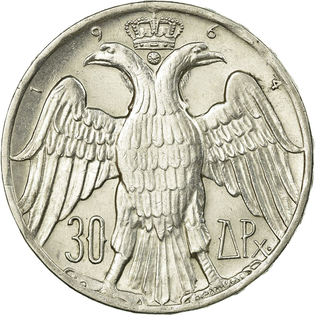 Coin, Greece, Constantine II, 30 Drachmai, 1964, EF(40-45), Silver, KM:87