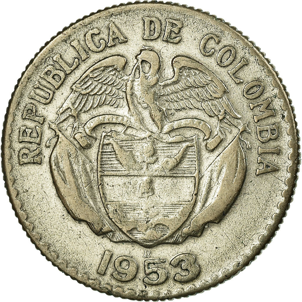 Coin, Colombia, 20 Centavos, 1953, EF(40-45), Silver, KM:213