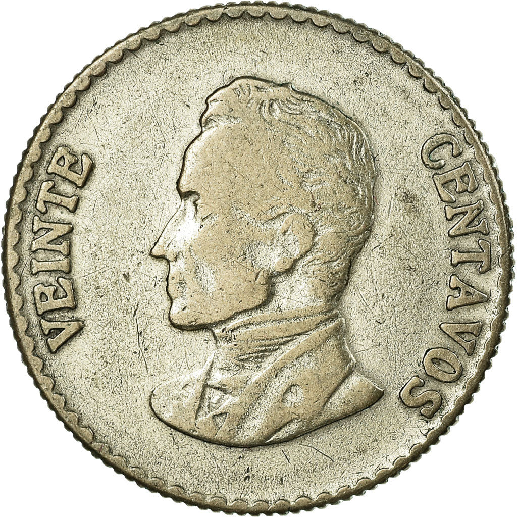 Coin, Colombia, 20 Centavos, 1953, EF(40-45), Silver, KM:213