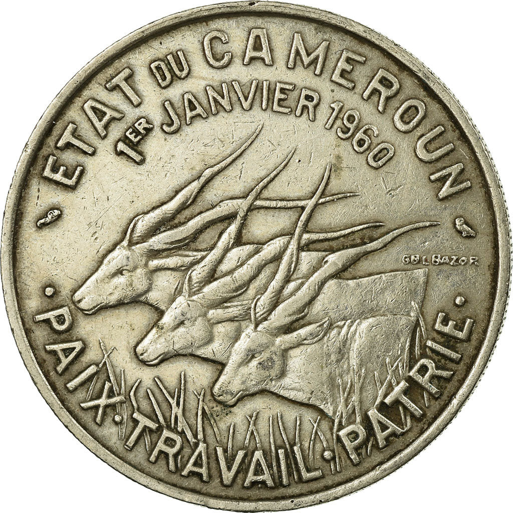 Coin, Cameroon, 50 Francs, 1960, Paris, EF(40-45), Copper-nickel, KM:13