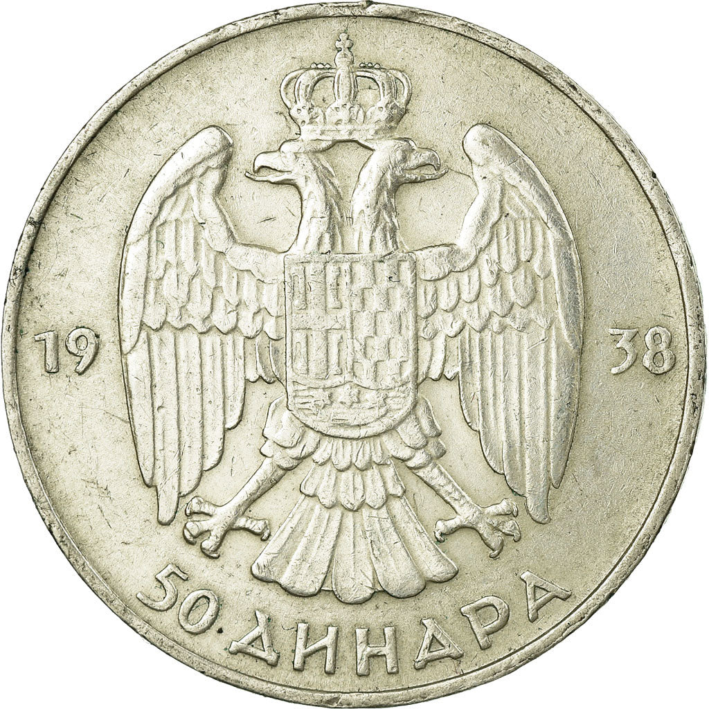 Coin, Yugoslavia, Petar II, 50 Dinara, 1938, EF(40-45), Silver, KM:24