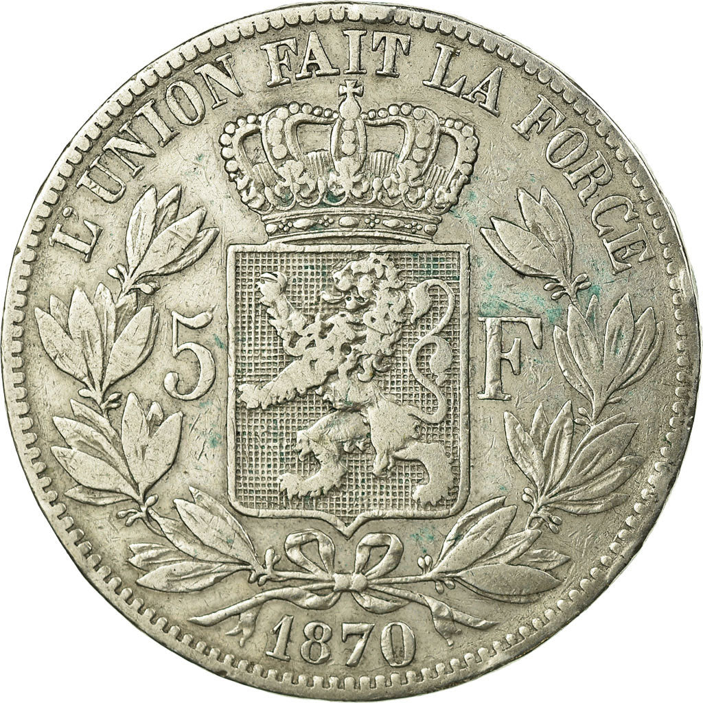 Coin, Belgium, Leopold II, 5 Francs, 5 Frank, 1870, VF(30-35), Silver, KM:24