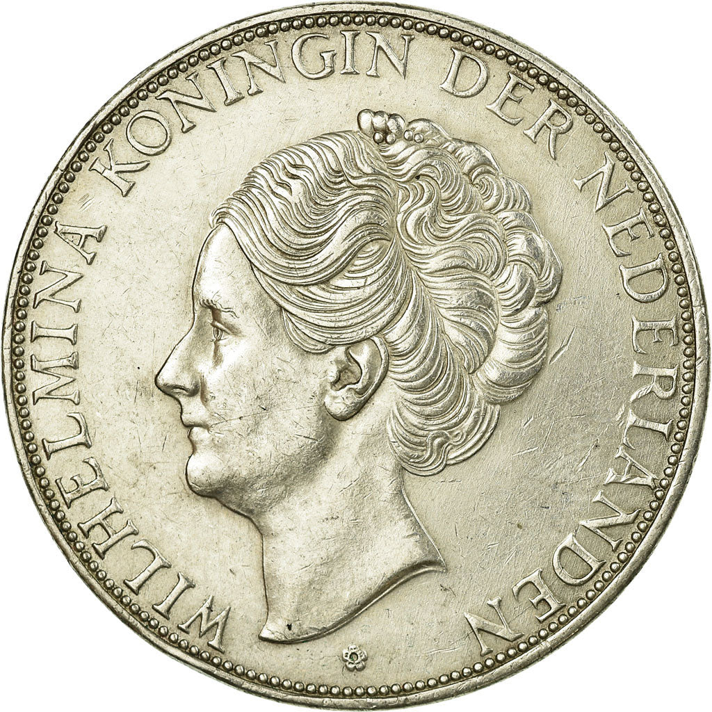 Coin, Netherlands, Wilhelmina I, 2-1/2 Gulden, 1933, AU(55-58), Silver, KM:165
