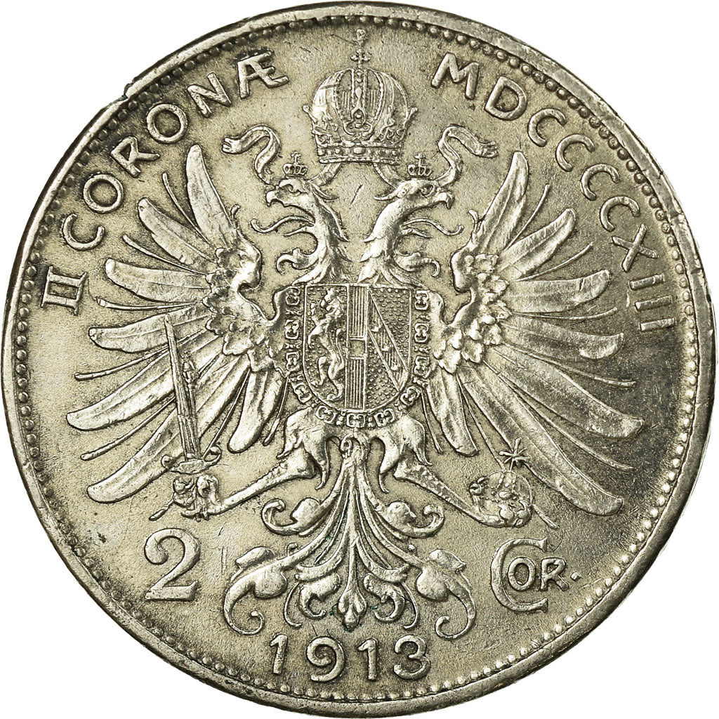 Coin, Austria, Franz Joseph I, 2 Corona, 1913, EF(40-45), Silver, KM:2821