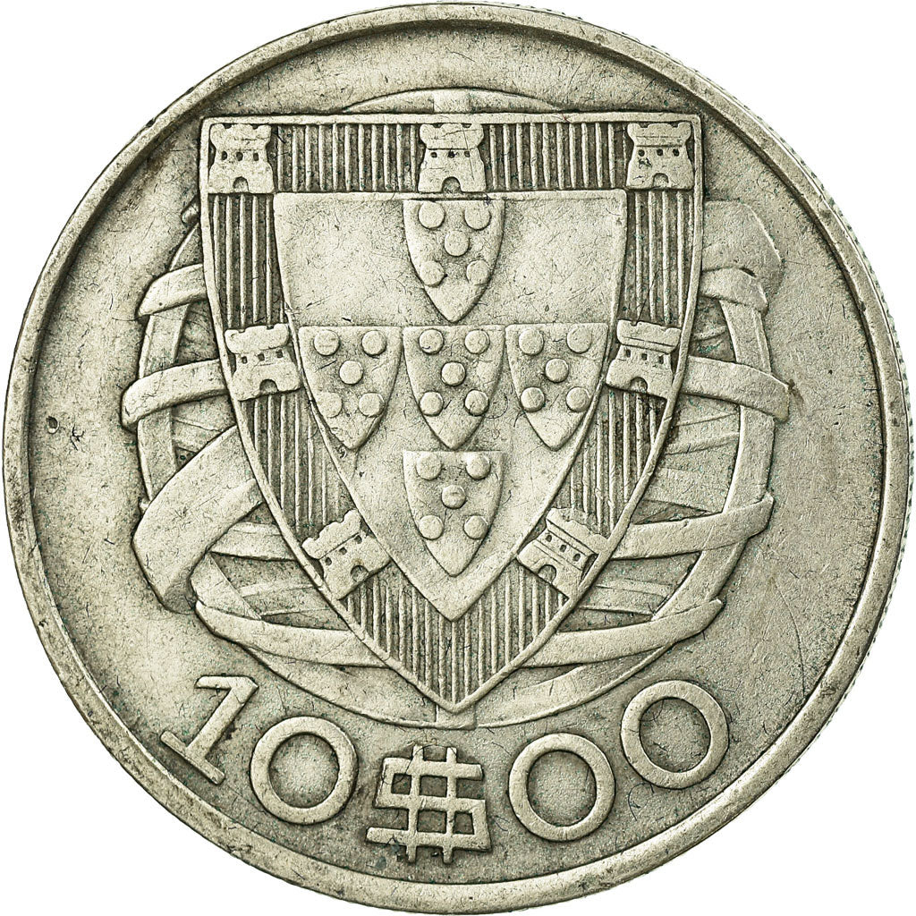 Coin, Portugal, 10 Escudos, 1934, EF(40-45), Silver, KM:582