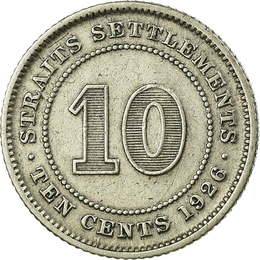Coin, Straits Settlements, George V, 10 Cents, 1926, VF(30-35), Silver, KM:29b
